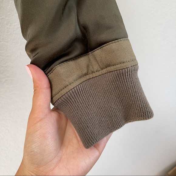 Allsaints Finch Bomber Shearling Jacket Green Sz 0 - Picture 7 of 8